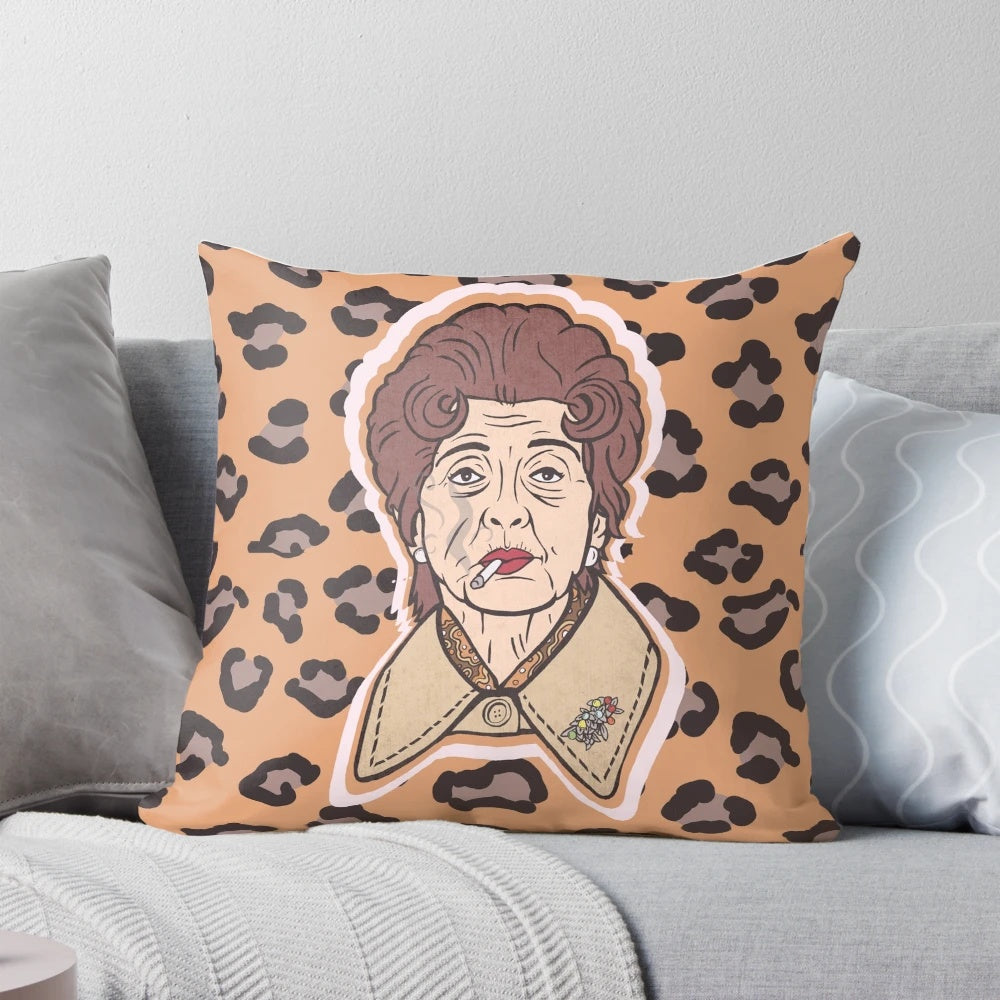 Dotty Cotton inspired decorative pillow featuring a retro, British-themed design