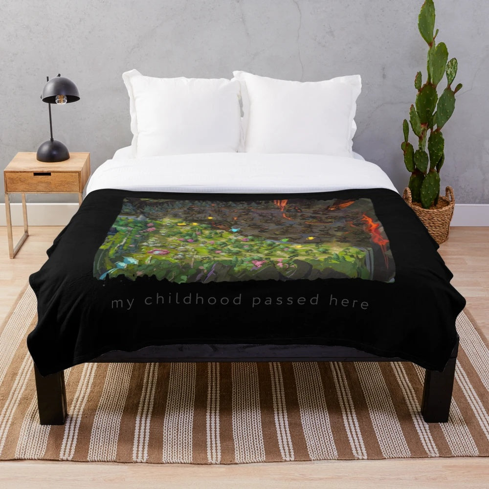 Dota 2 inspired plush blanket featuring a map design with mid, top, and bottom lane lines