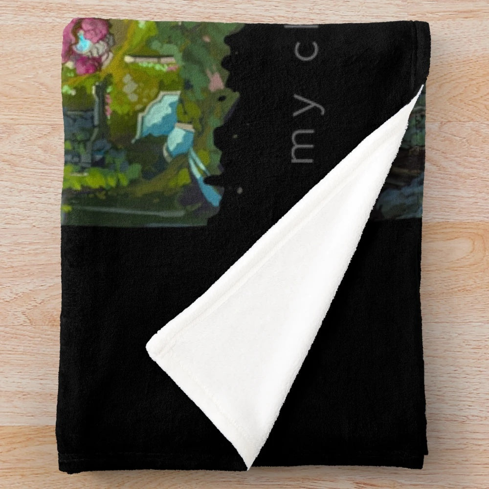 Dota 2 inspired plush blanket featuring a map design with mid, top, and bottom lane lines