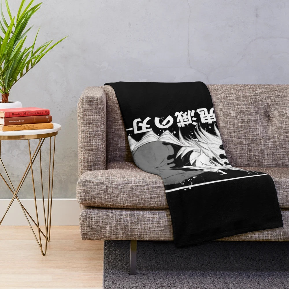 Douma inspired plush blanket featuring the Demon Slayer character