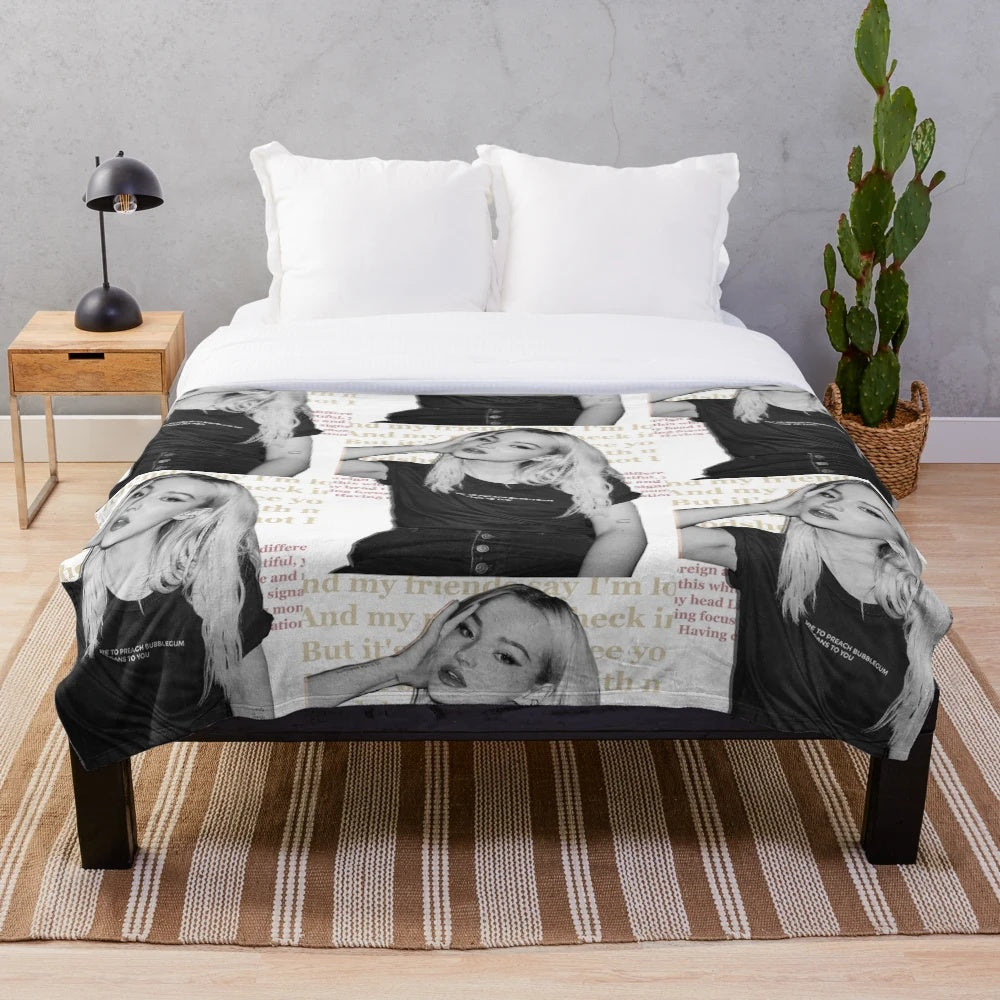 Soft and cozy plush blanket inspired by Dove Cameron's Bloodshot character