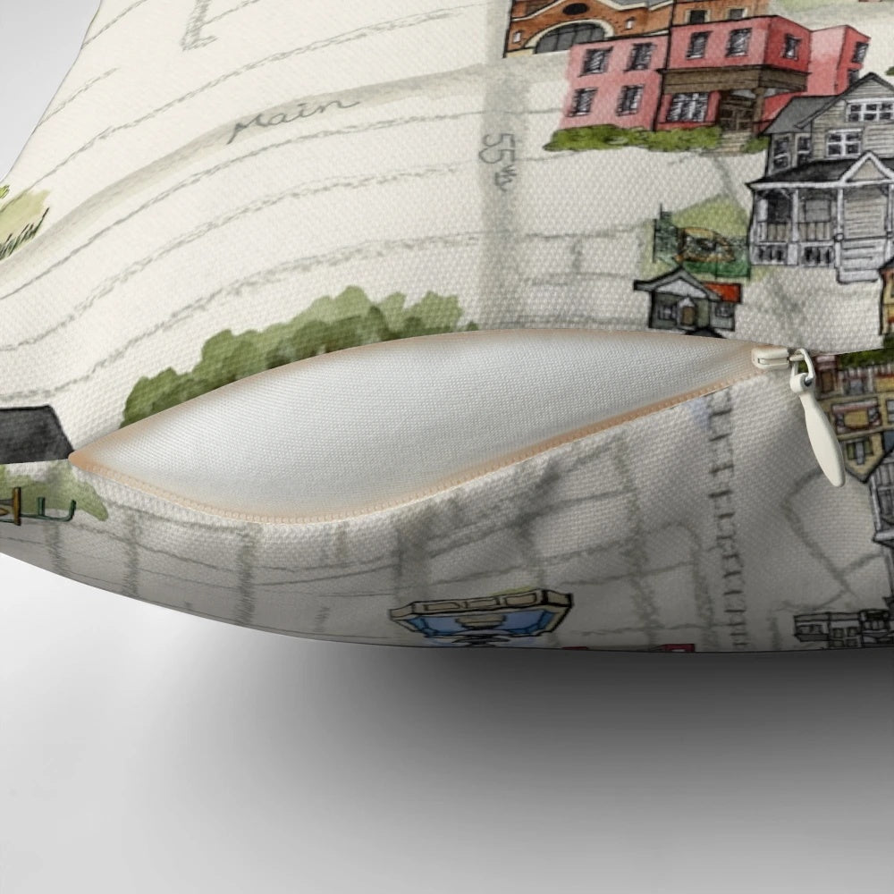 Downers Grove Illustrated Map Pillow featuring a detailed map design of Downers Grove, Illinois