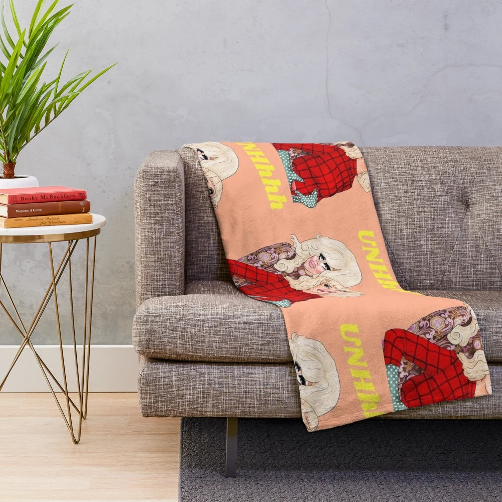Trixie and Katya-inspired plush blanket with a vibrant, drag-inspired design
