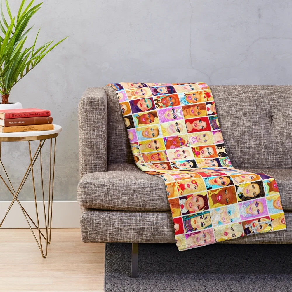 Drag Queen Inspired Plush Blanket with Colorful Design