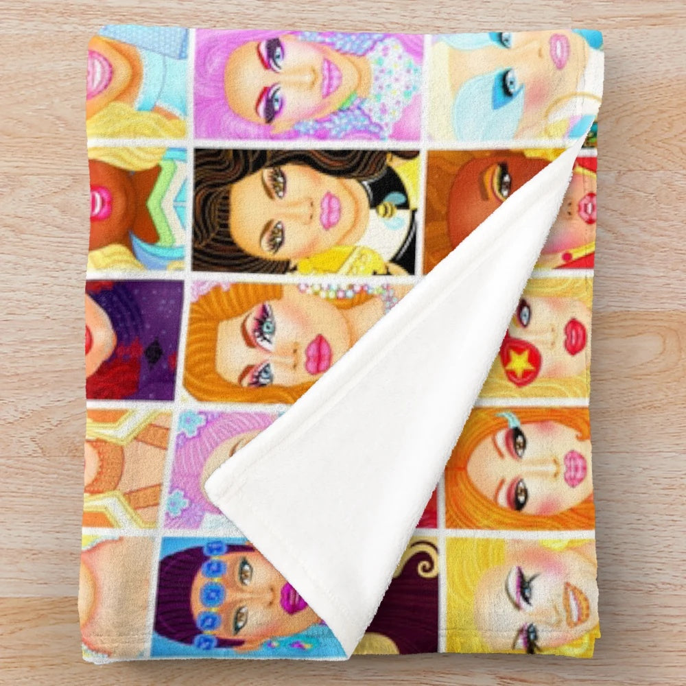 Drag Queen Inspired Plush Blanket with Colorful Design