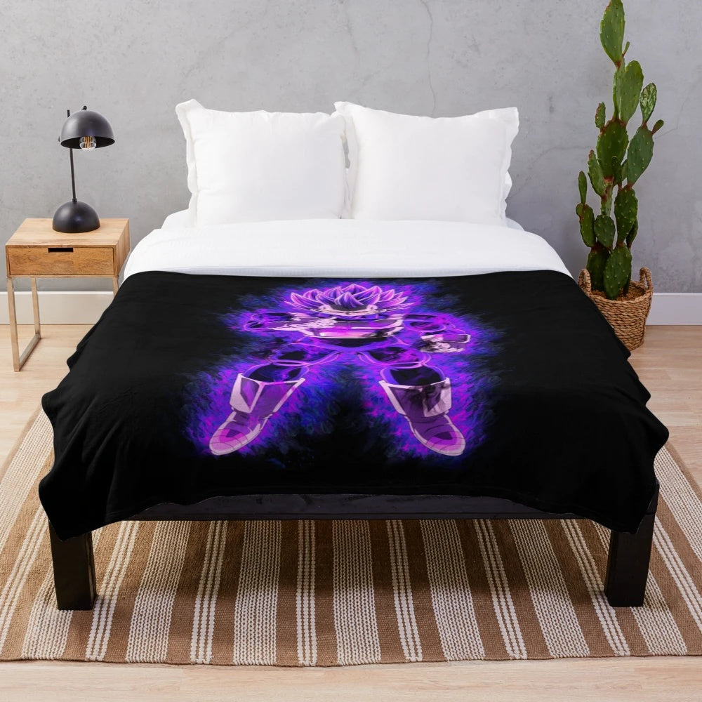 Dragon Ball Super Inspired Plush Blanket featuring Vegeta's New Form