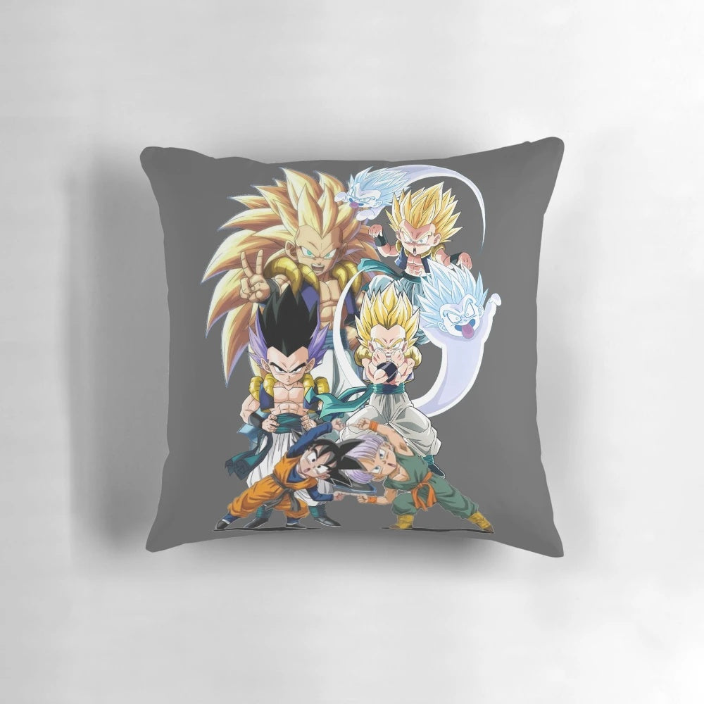 Dragonball Fusion anime-themed pillow featuring characters and graphics from the popular franchise