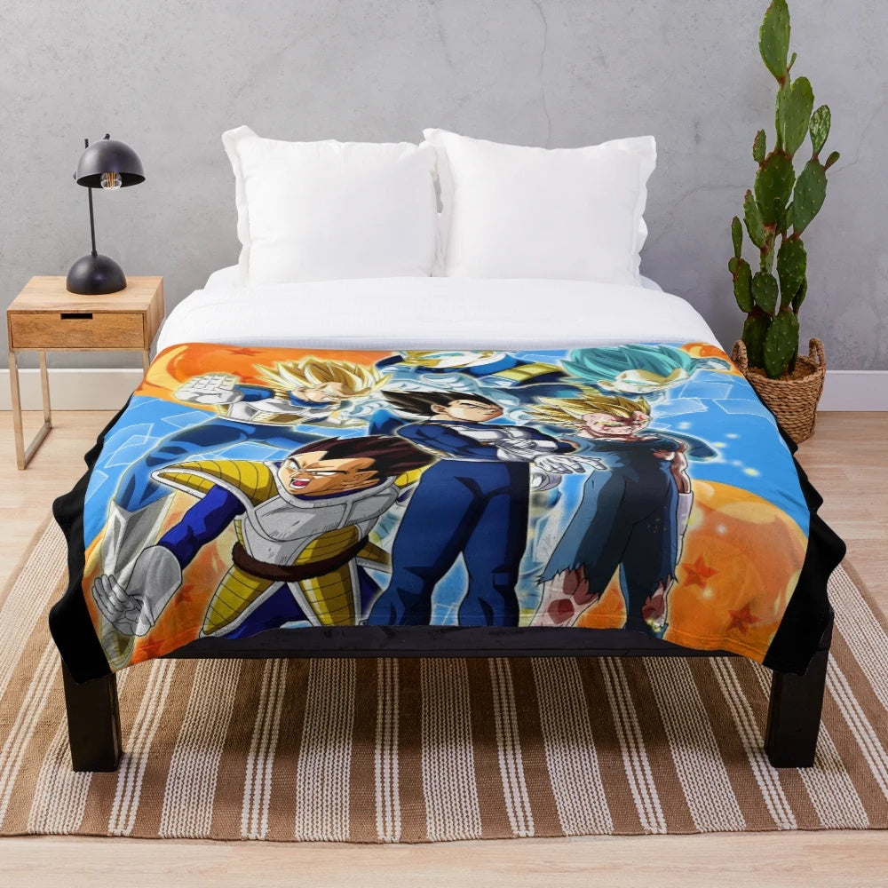 Dragonball Z Inspired Plush Blanket featuring Goku and other characters