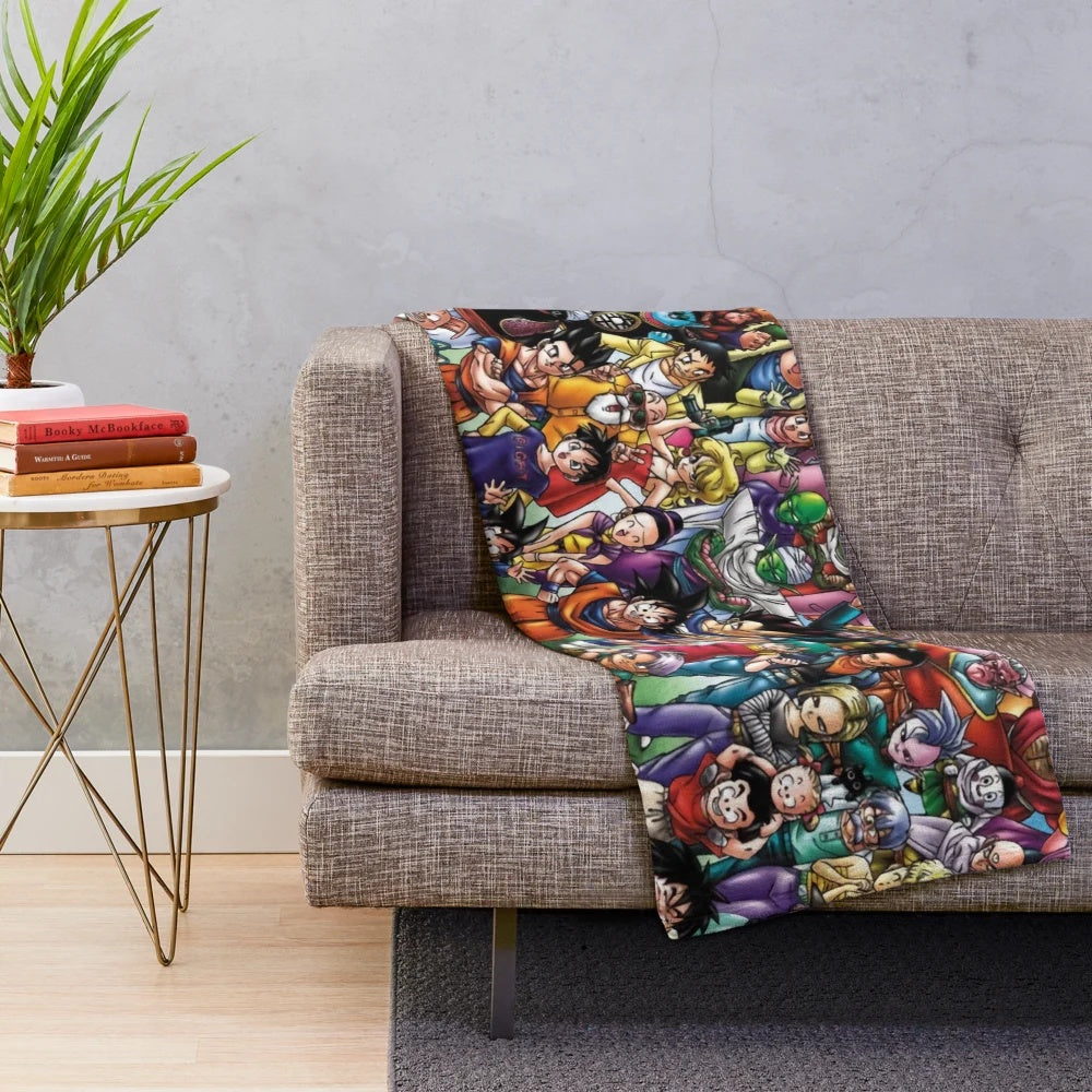 Dragonball Z inspired plush blanket featuring Goku and other characters