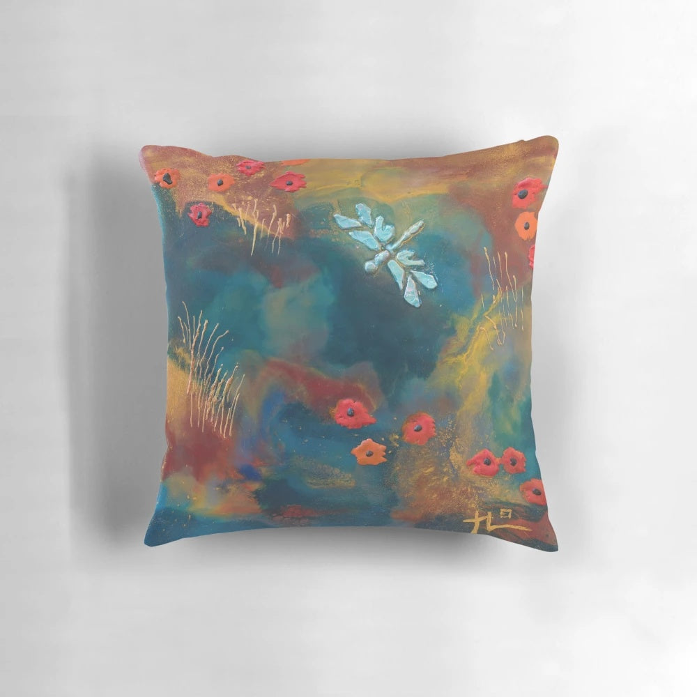 Dragonfly Dreaming Pillow featuring a nature-inspired design with a dragonfly