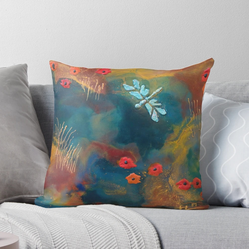 Dragonfly Dreaming Pillow featuring a nature-inspired design with a dragonfly