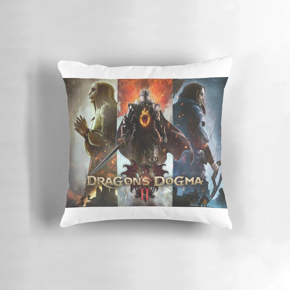 Dragons Dogma 2 themed decorative pillow with fantasy design