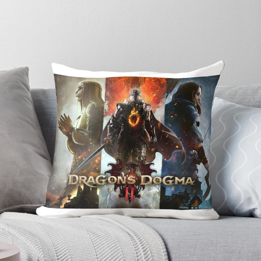 Dragons Dogma 2 themed decorative pillow with fantasy design