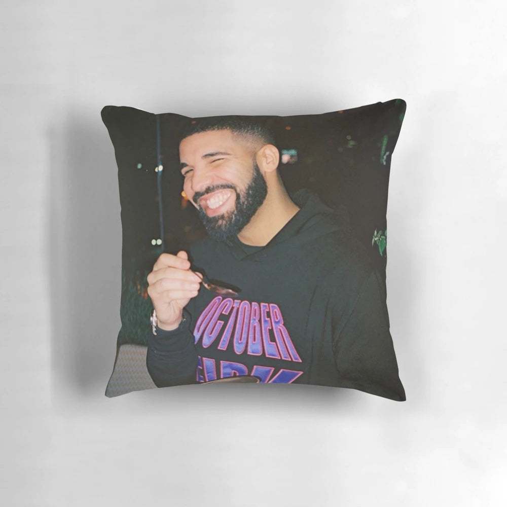 Soft, comfortable pillow with a casual design inspired by Drake's iconic fashion and music.