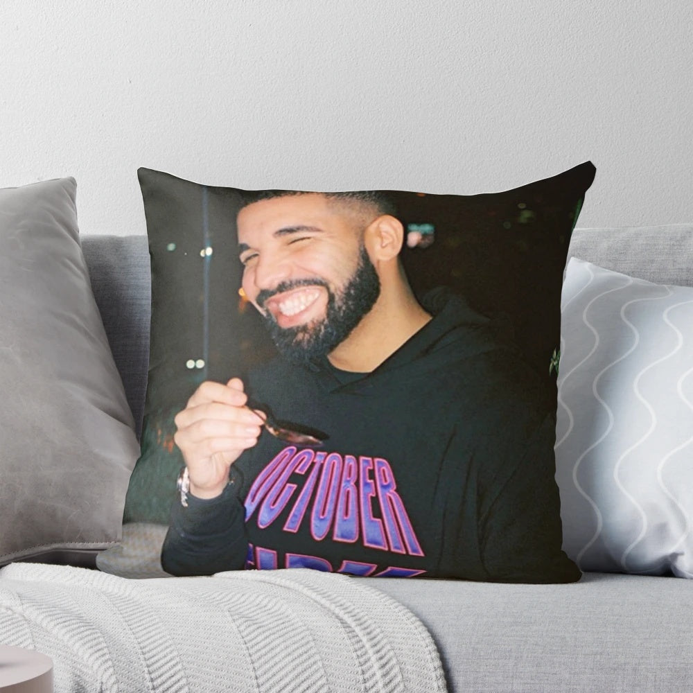 Soft, comfortable pillow with a casual design inspired by Drake's iconic fashion and music.
