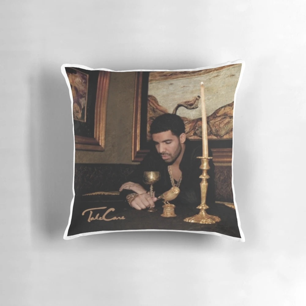 Drake "Take Care" Plush Pillow, a soft and comfortable music merchandise item featuring the album artwork