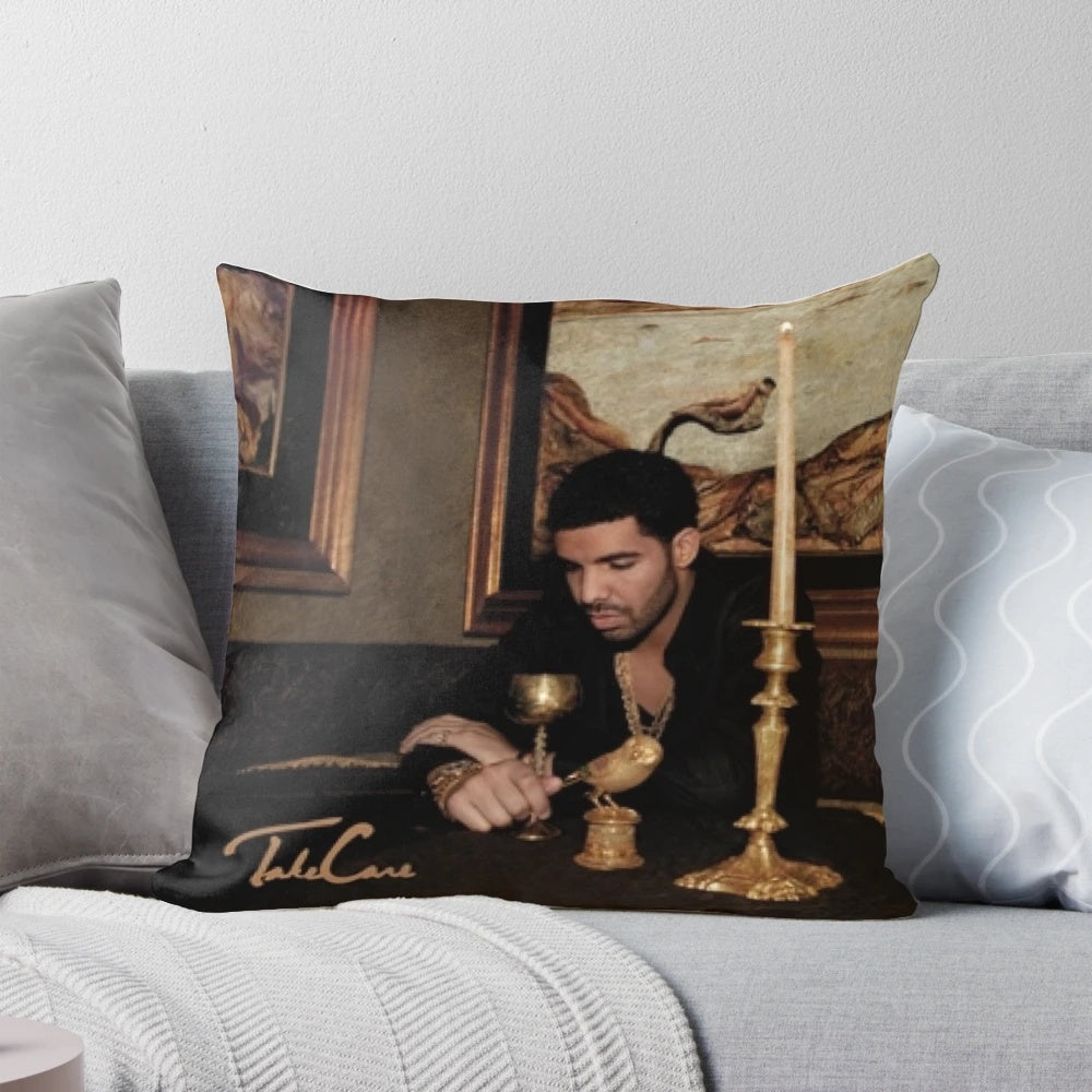 Drake "Take Care" Plush Pillow, a soft and comfortable music merchandise item featuring the album artwork
