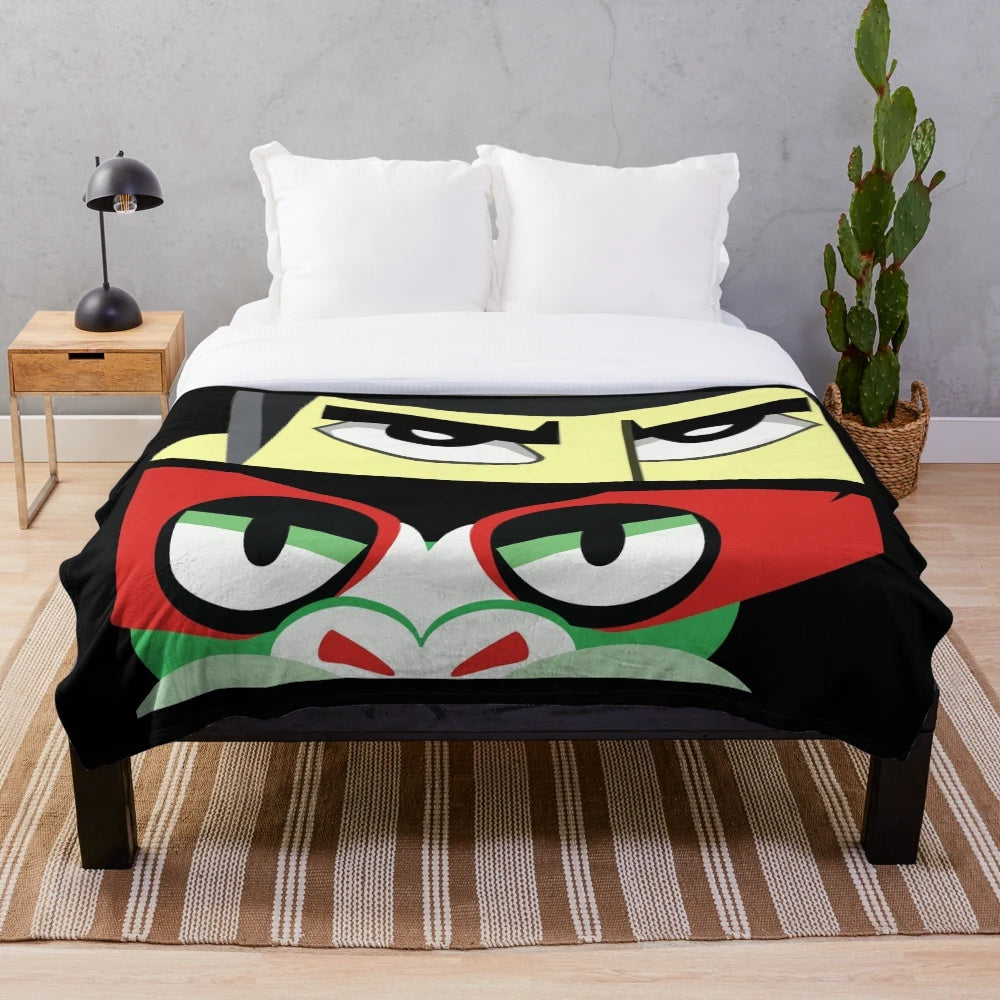 Samurai Jack inspired plush blanket with dramatic eyes design