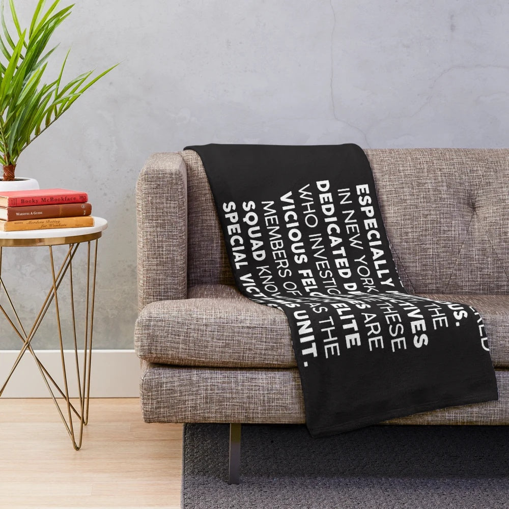 Svu inspired plush blanket with dramatic "dun dun" design