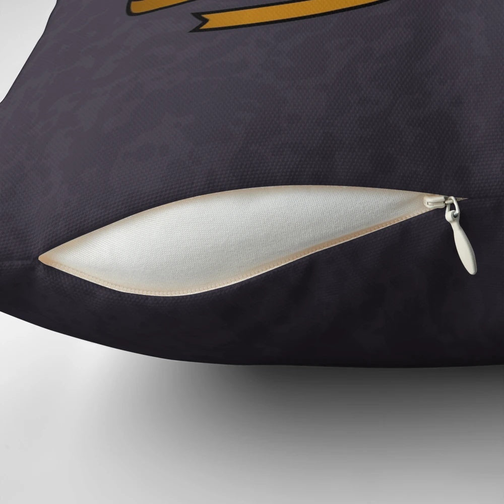Gold theater masks pillow with comedy and tragedy design