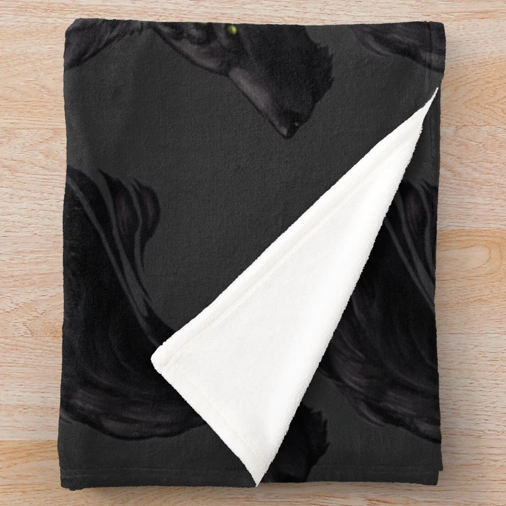 Dread wolf plush blanket in black color