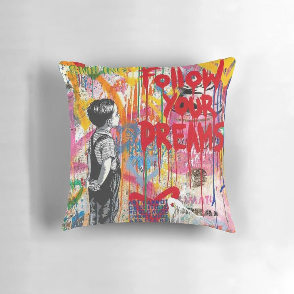 Surreal abstract graphic dream big dreams pillow