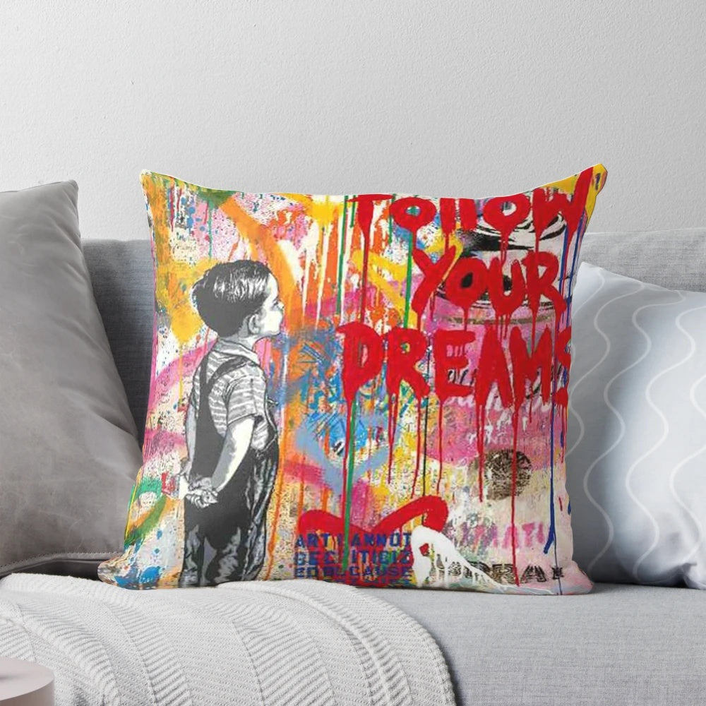 Surreal abstract graphic dream big dreams pillow