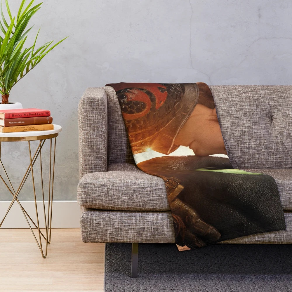 Cozy How to Train Your Dragon plush blanket featuring Toothless the dragon