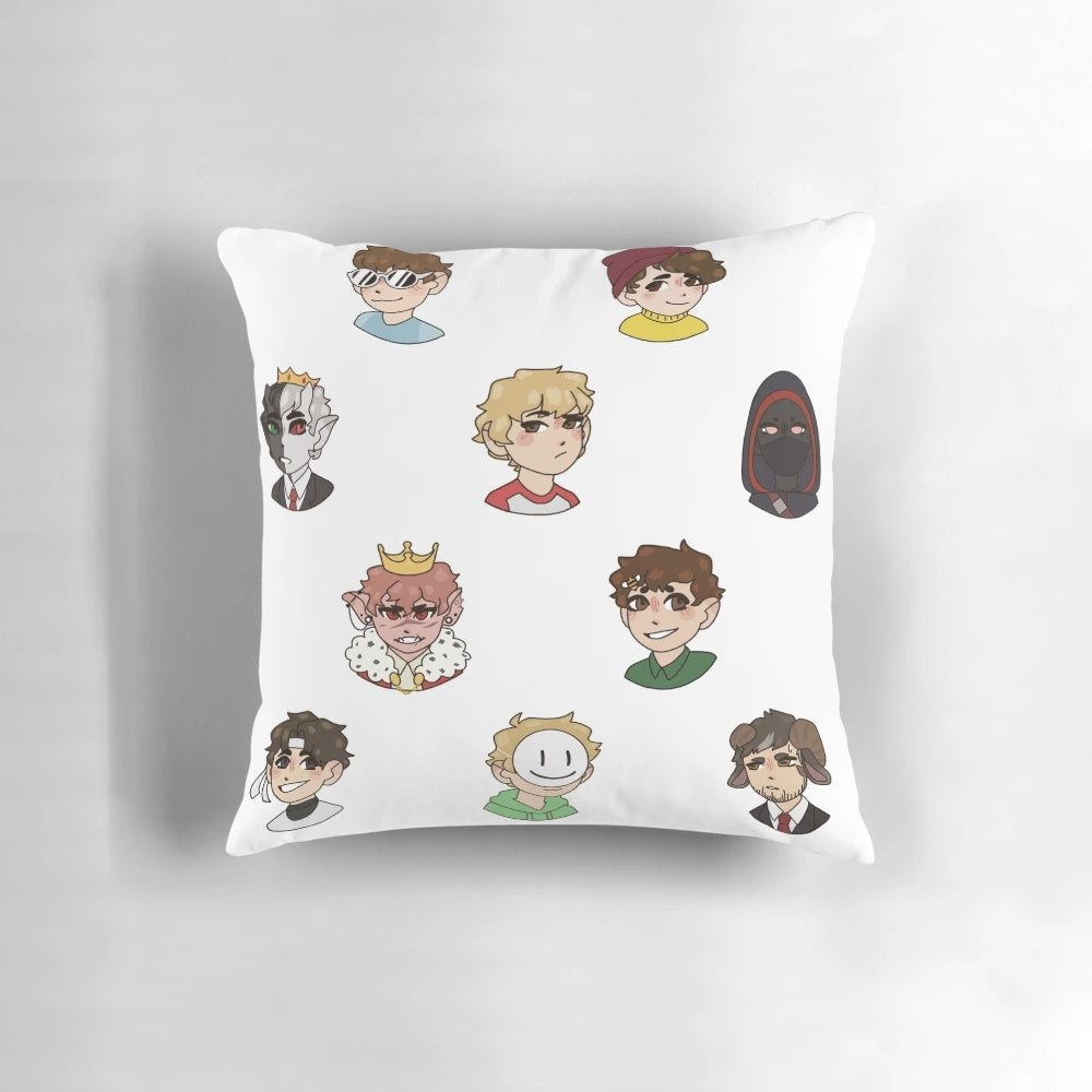 Dream Team Pillow featuring popular Minecraft YouTubers like Dream, George, and Sapnap