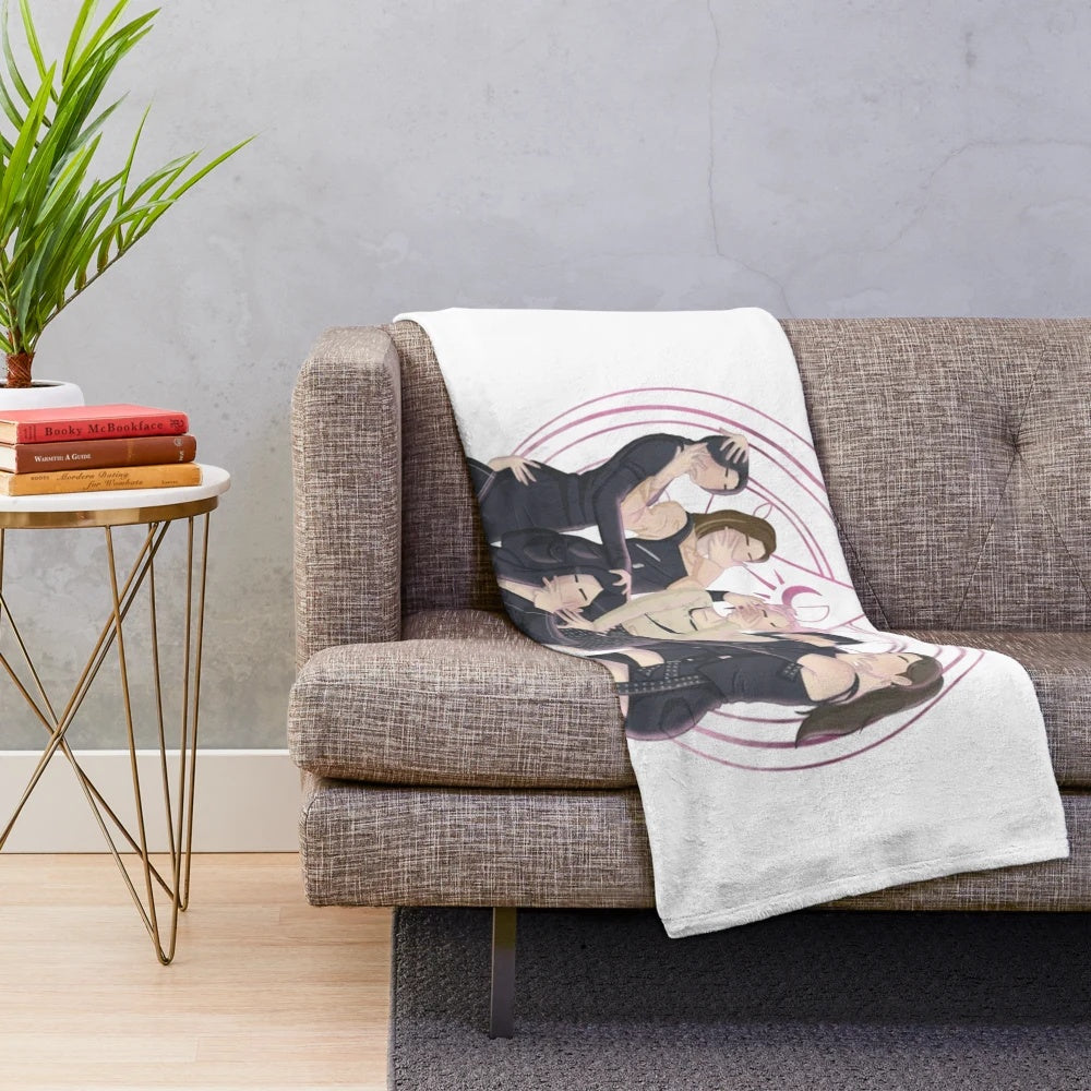 Dreamcatcher themed plush blanket with colorful kpop art design