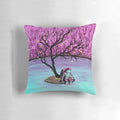 Dreamer Pillow - A vibrant, surreal space-themed accent pillow with an astronaut design, perfect for adding a touch of cosmic style to any room.