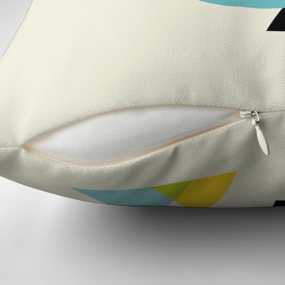 Dreaming koala pillow with geometric, colorful design
