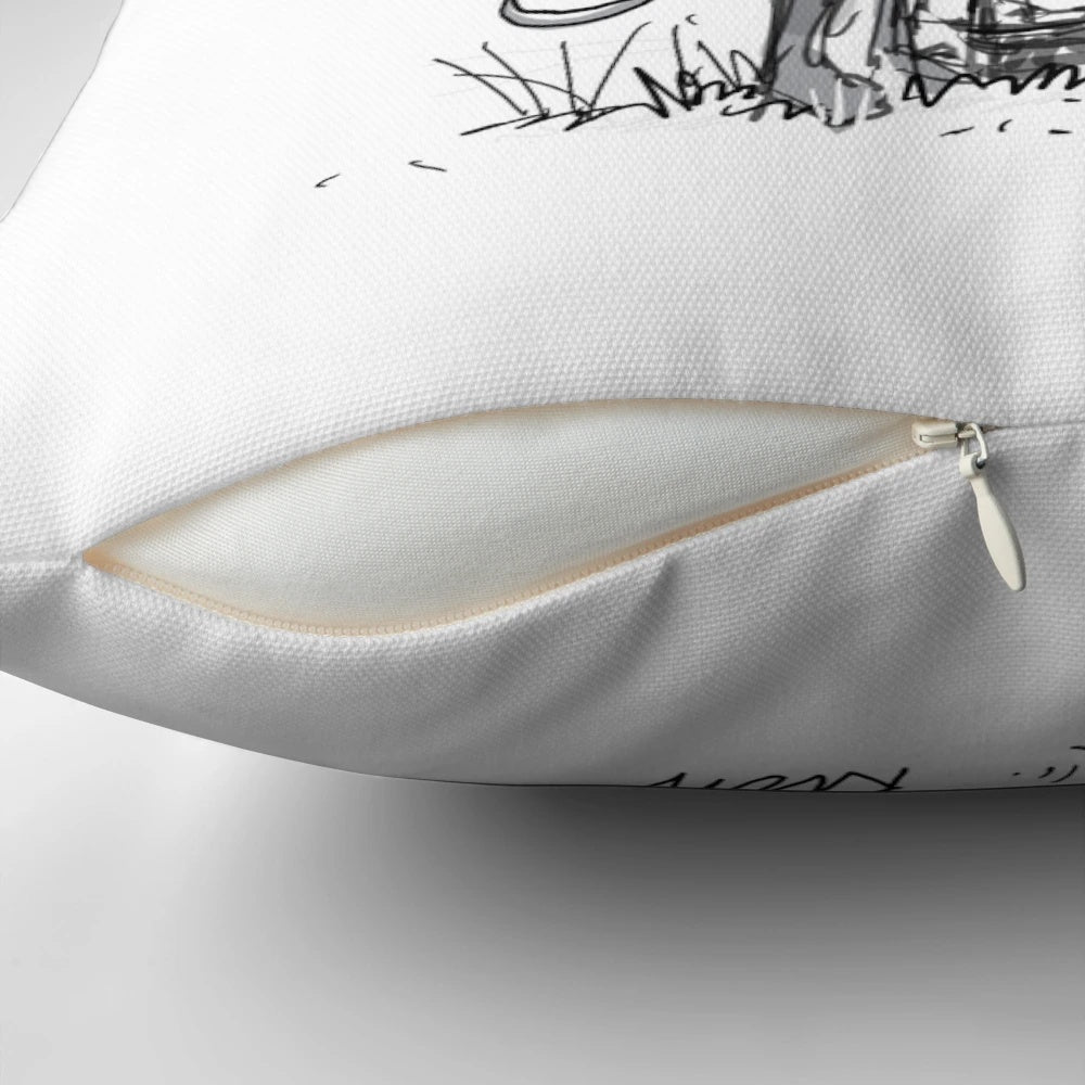 A cozy pillow featuring a greyhound, whippet, or lurcher sighthound dog gazing out at a peaceful coastal seascape.