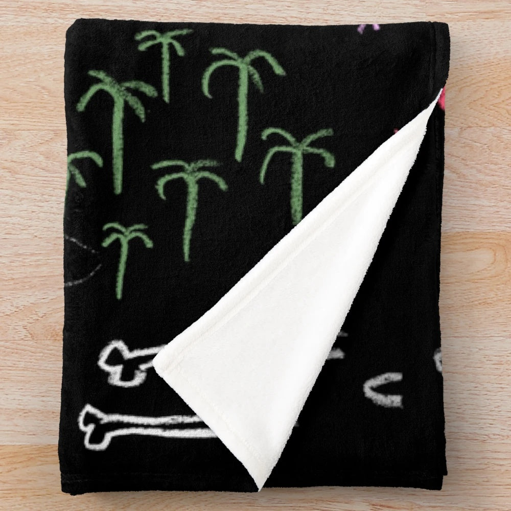 Chalkboard inspired dreamscape plush blanket with animal and symbolic patterns
