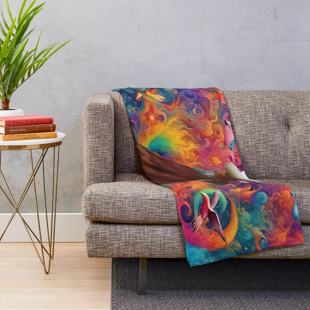 Dreamscape Plush Blanket with mystical and cosmic design