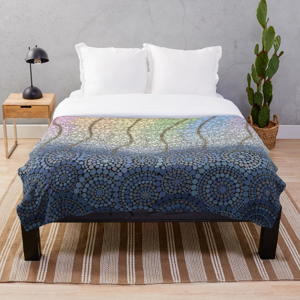 Dreamtime Plush Blanket featuring abstract aboriginal art design