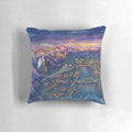 Pillow featuring a dreamy cityscape of London with a romantic, angelic and demonic design