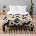 Plush celestial animals blanket with cats, dogs, and other whimsical creatures