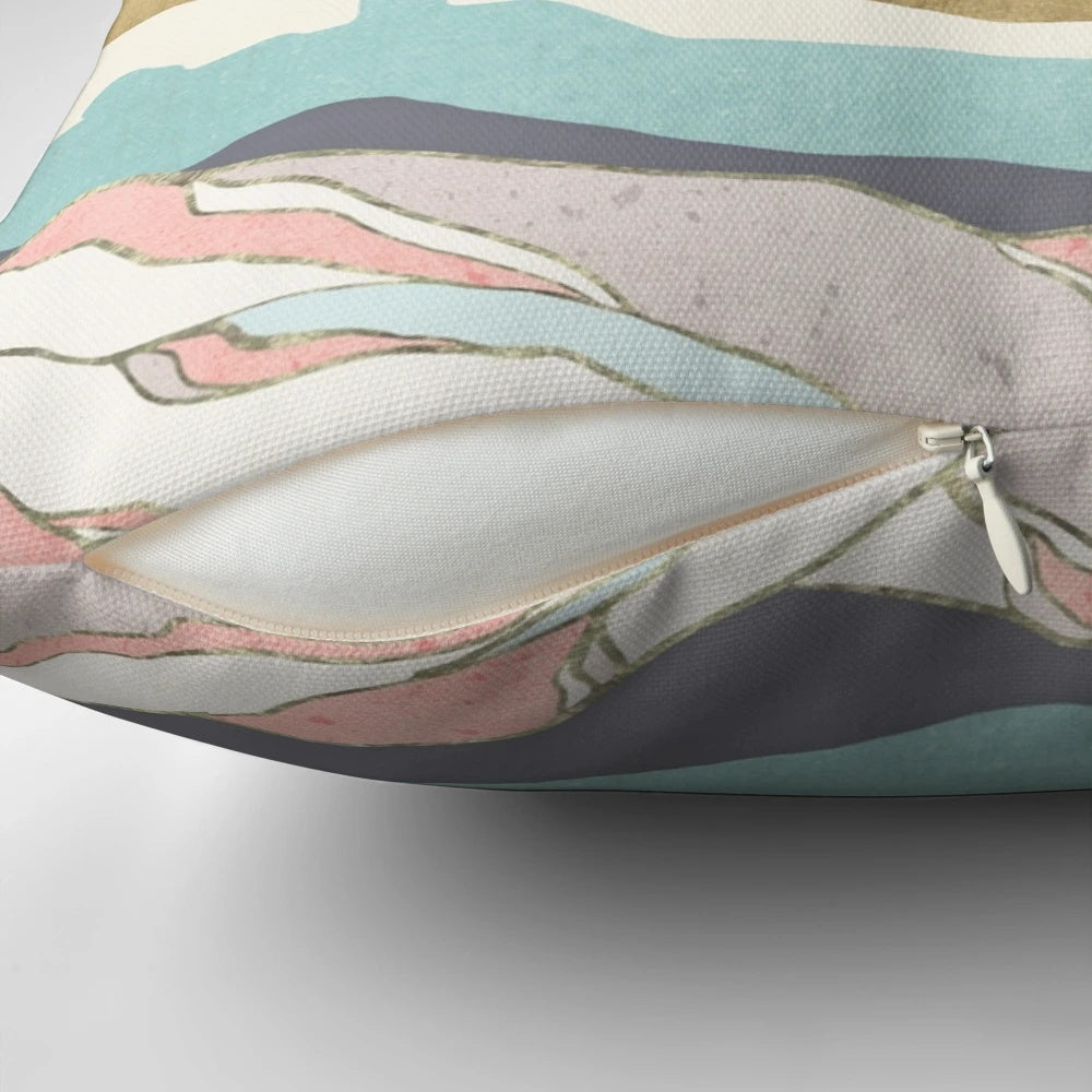 Decorative Desert Sun Pillow with Earthy Tones and Abstract Design