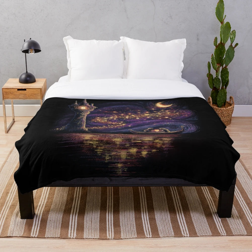 Soft and cozy plush blanket featuring the Disney Princess Rapunzel and Flynn from Tangled