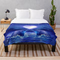 Dolphin plush blanket with stars and night sky design