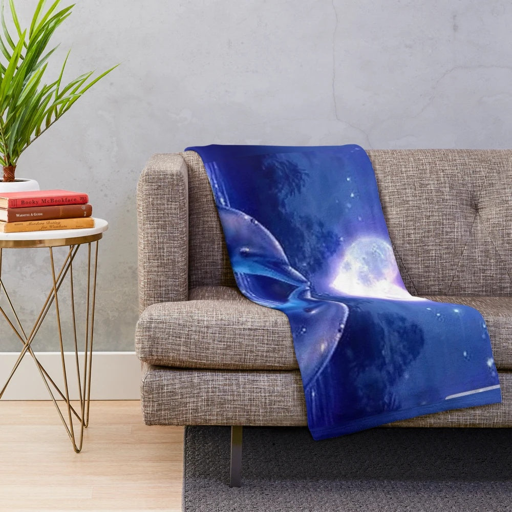 Dolphin plush blanket with stars and night sky design
