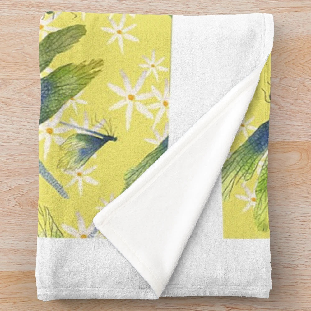 Dragonfly plush blanket featuring a nature-inspired design