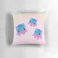 A plush pillow featuring a whimsical illustration of a Dumbo Octopus (Grimpoteuthis), a deep-sea cephalopod known for its distinctive ear-like fins.