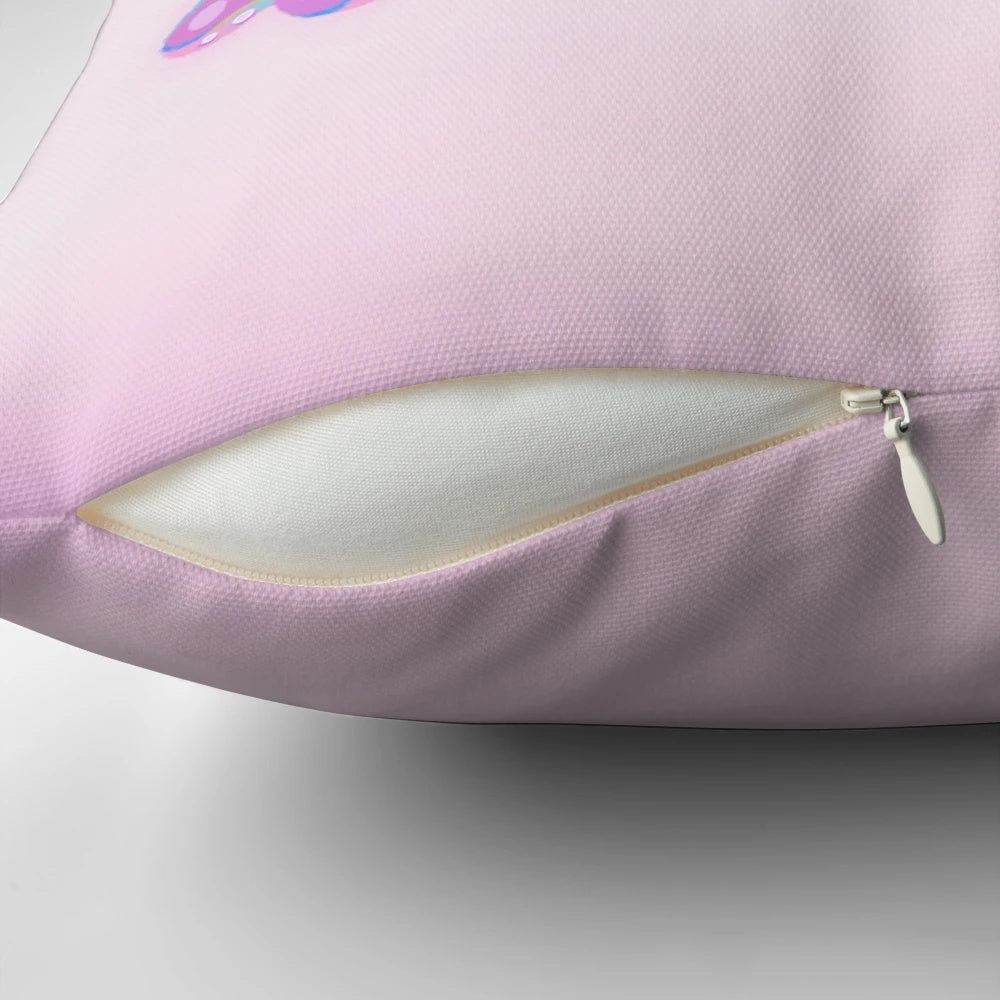 A plush pillow featuring a whimsical illustration of a Dumbo Octopus (Grimpoteuthis), a deep-sea cephalopod known for its distinctive ear-like fins.
