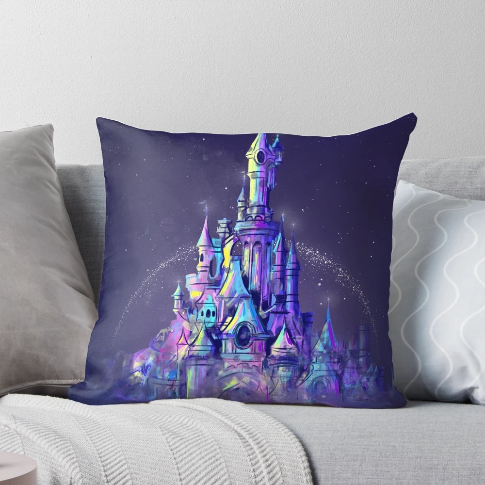 Watercolor illustration of a fairytale castle in a fantasy kingdom