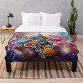 Plush blanket with a whimsical, floral dancer design in a vintage, fantasy style