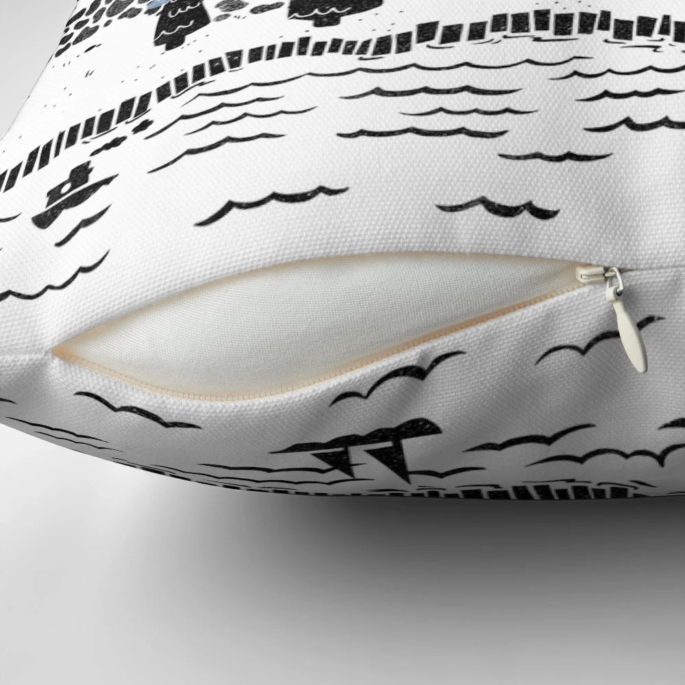 Dreamy and atmospheric fog pillow featuring a nature landscape design