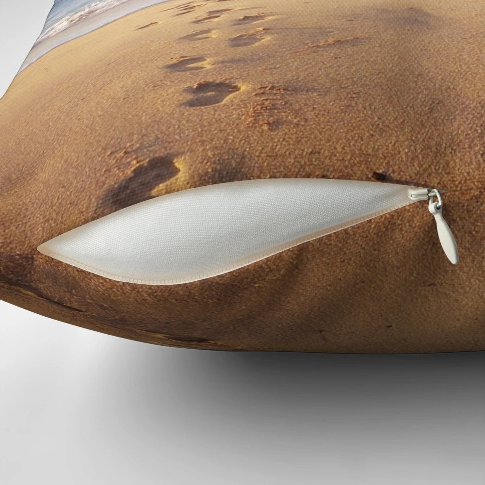 Pillow with a serene beach and starry sky design, perfect for a peaceful and relaxing space.