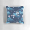 Tranquil koi pond at night with water lilies and a reflective night sky